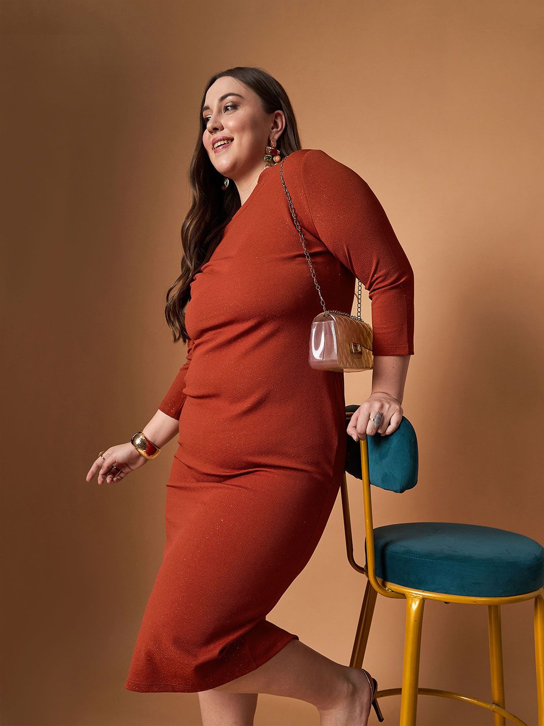 SASSAFRAS Curve Bodycon Midi Dress