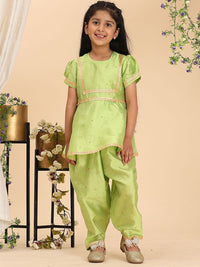 Cutiekins Girls Ethnic Motifs Empire Gotta Patti Kurta with Dhoti Pants