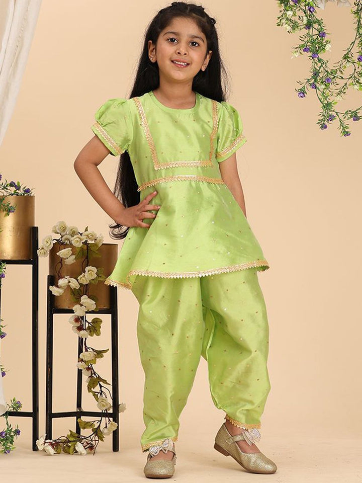Cutiekins Girls Ethnic Motifs Empire Gotta Patti Kurta with Dhoti Pants