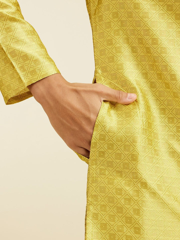 Diwas by Manyavar Geometric Woven Design Straight Kurta