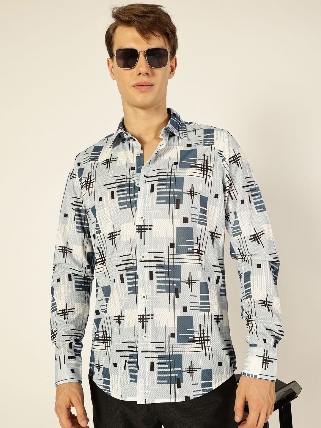 Thomas Scott Men Premium Graphic Printed Slim Fit Casual Shirt
