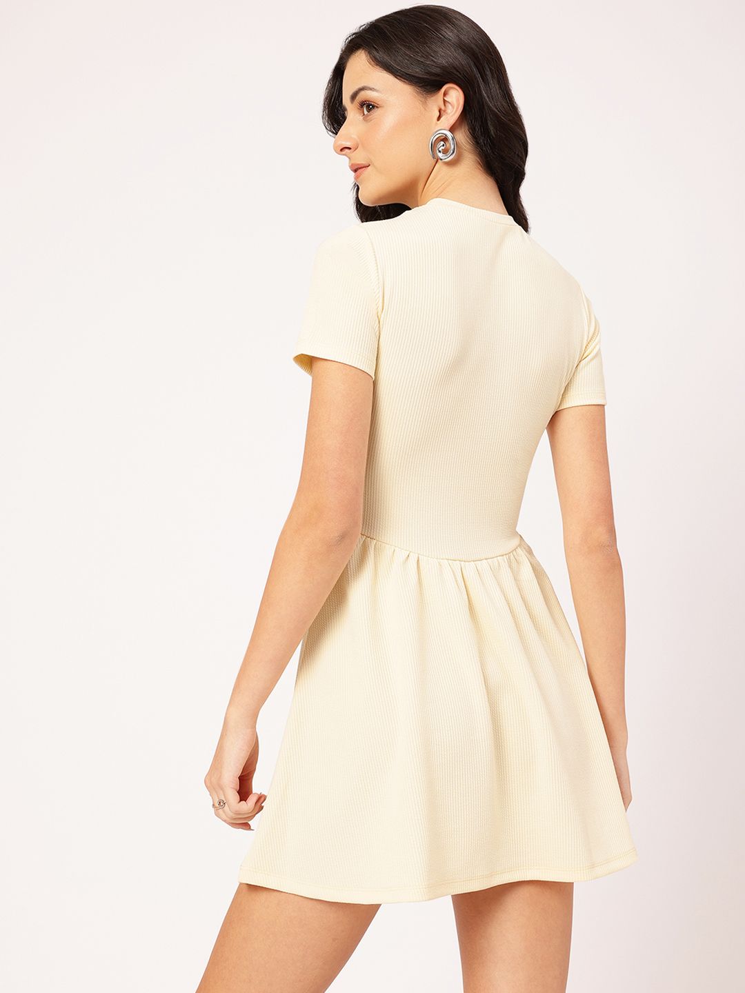 DressBerry Flirty Ribbed Fit Mini A-Line Dress