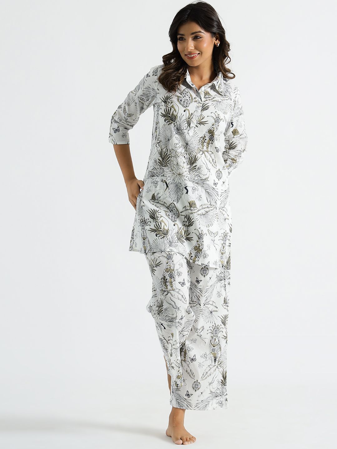 Mamicha Printed Pure Cotton Tunic With Palazzo Co-Ords
