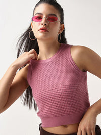 Bewakoof Women Mauve Slim Fit Short Top