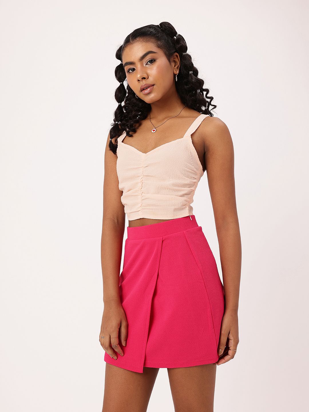 DressBerry Ruched Ramble Seersucker Crop Top