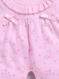 Moms Love Infant Girls Floral Print Pure Cotton Rompers With Ruffle Detail