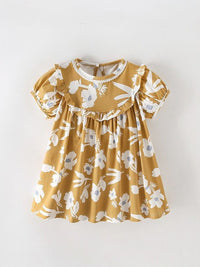 YK Floral Print Puff Sleeve Fit & Flare Mini Dress