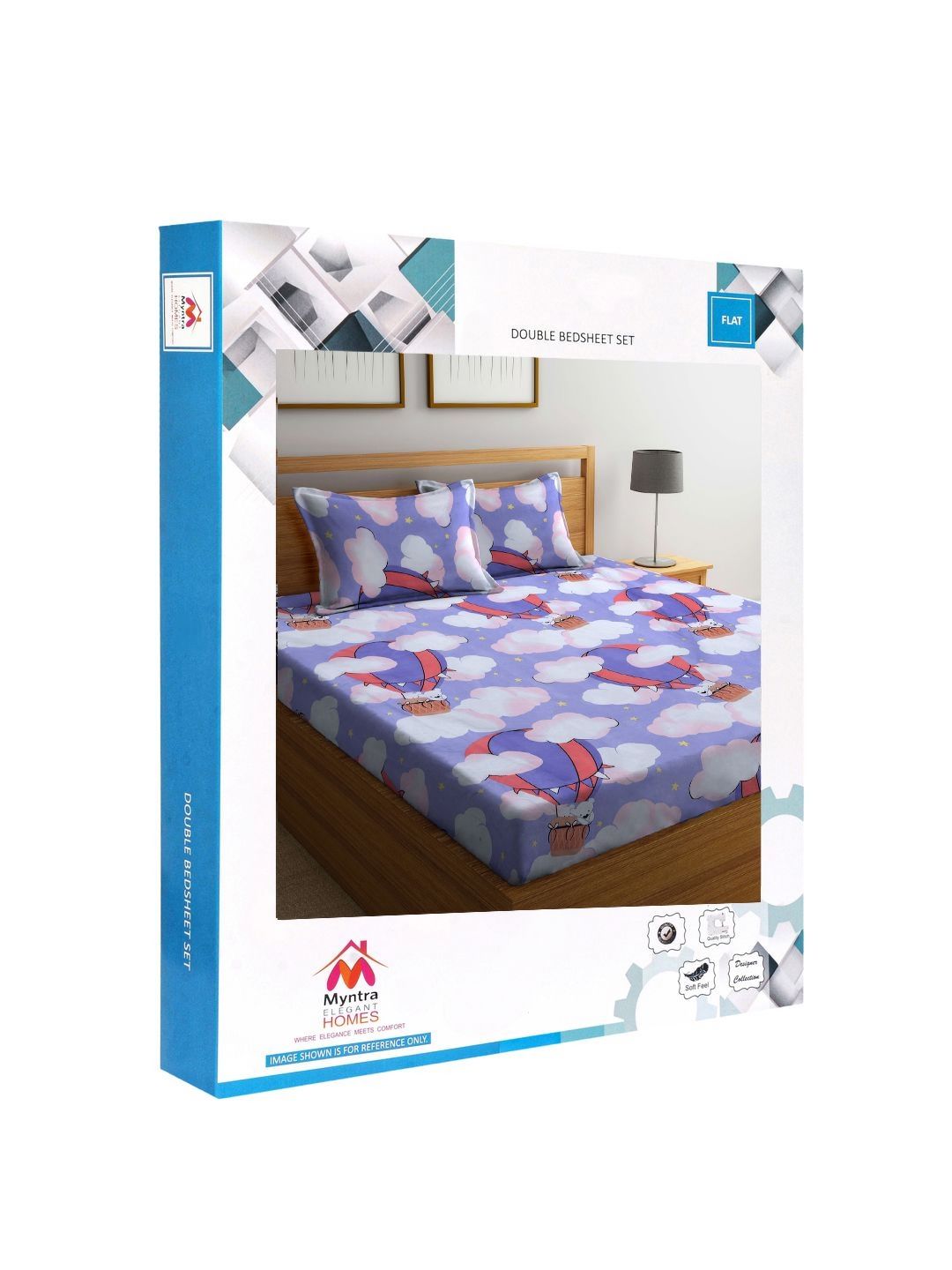 Myntra Elegant Homes Purple & White Printed 300 TC King Bedsheet Set 2.70 m x 2.70 m