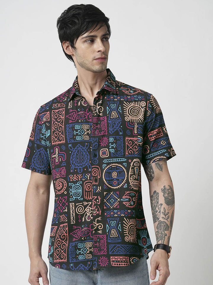VASTRADO Men Classic Ethnic Motifs Printed Slim Fit Casual Shirt