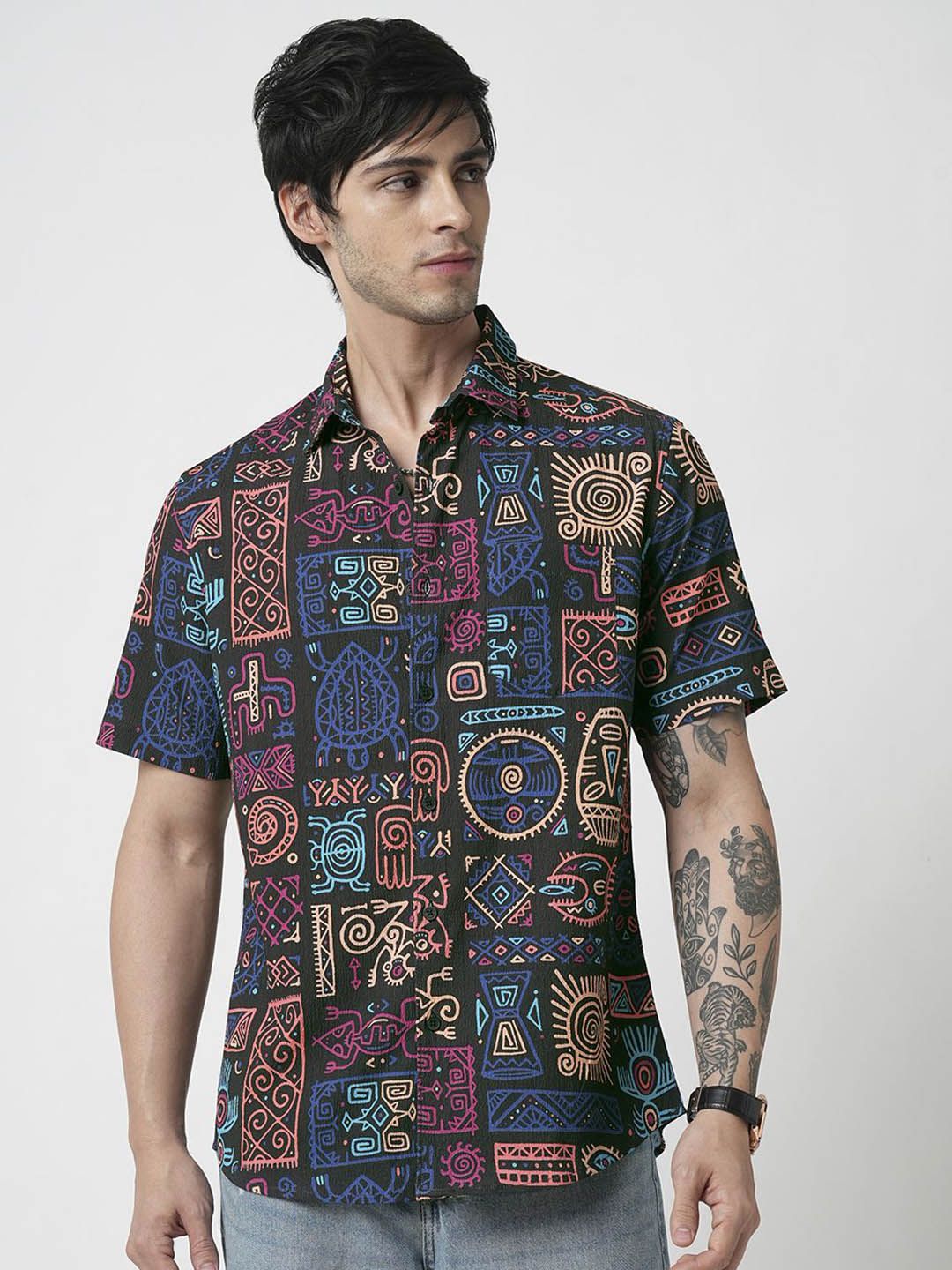 VASTRADO Men Classic Ethnic Motifs Printed Slim Fit Casual Shirt