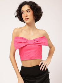 DressBerry Bow-Detail Smocked Tube Crop Top