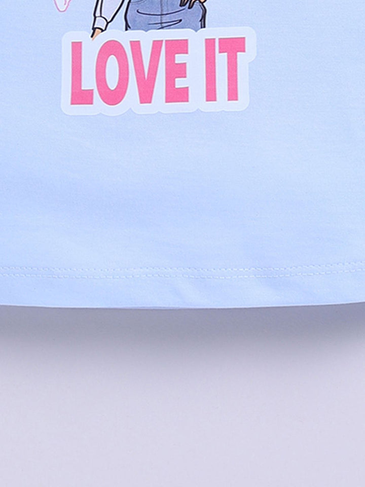 Happy Faces Kids Girls Barbie Printed Flutter Sleeve Pure Cotton Top