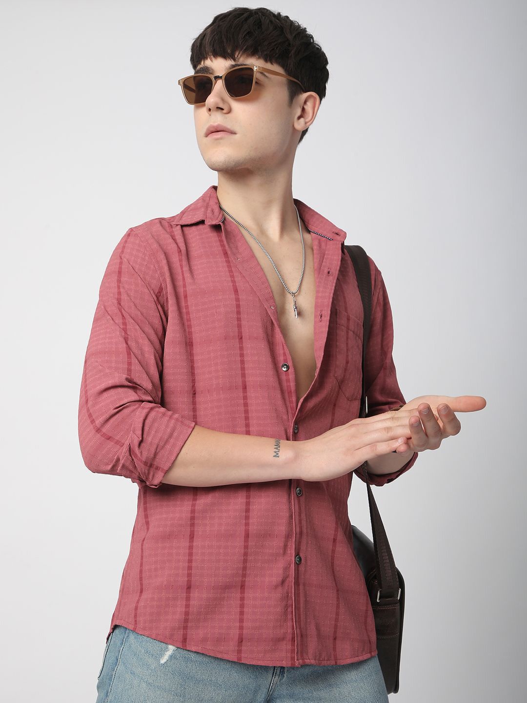 VASTRADO Men Classic Slim Fit Opaque Checked Casual Shirt