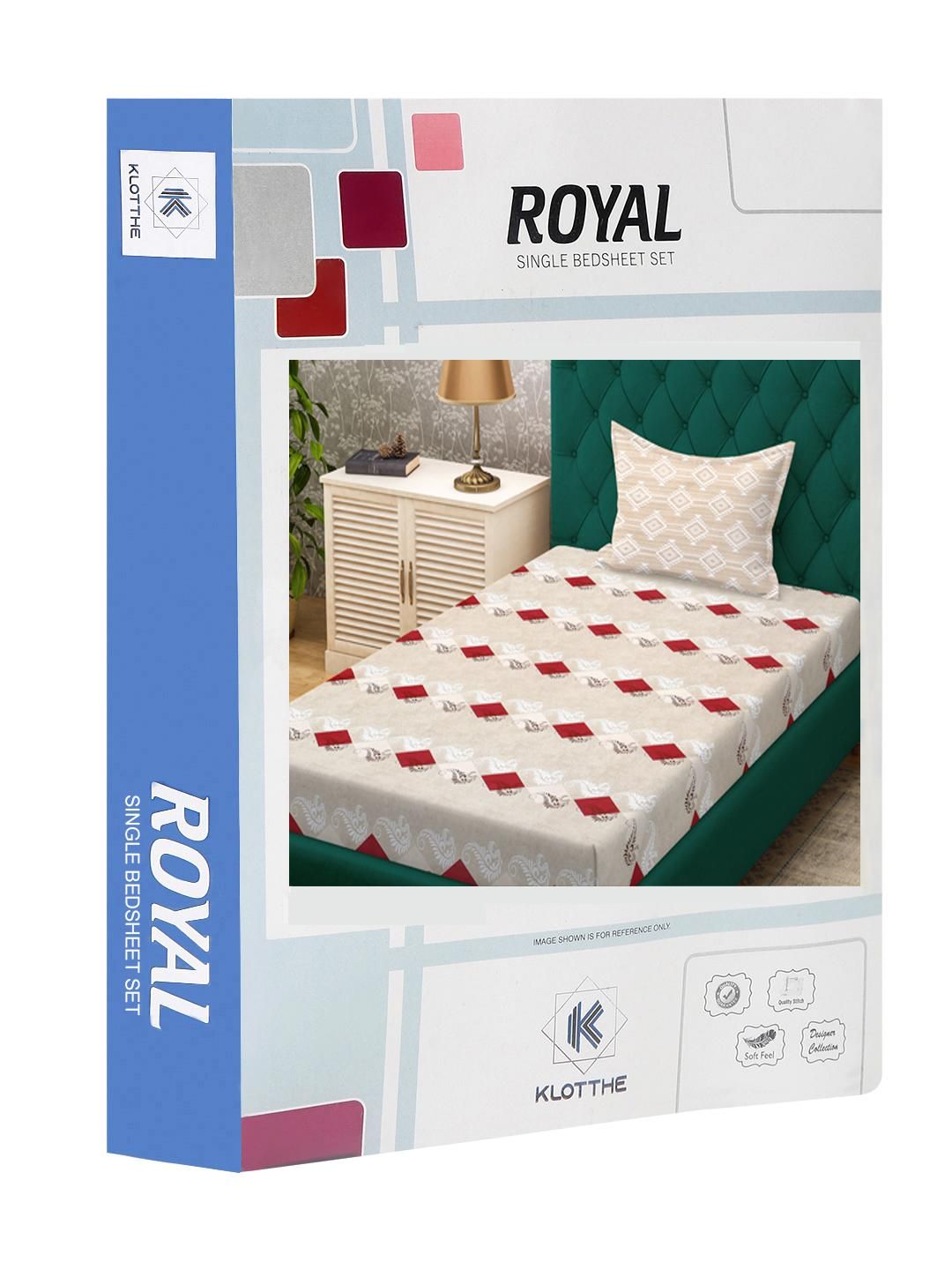 KLOTTHE Beige Geometric Cotton Single Bedsheets