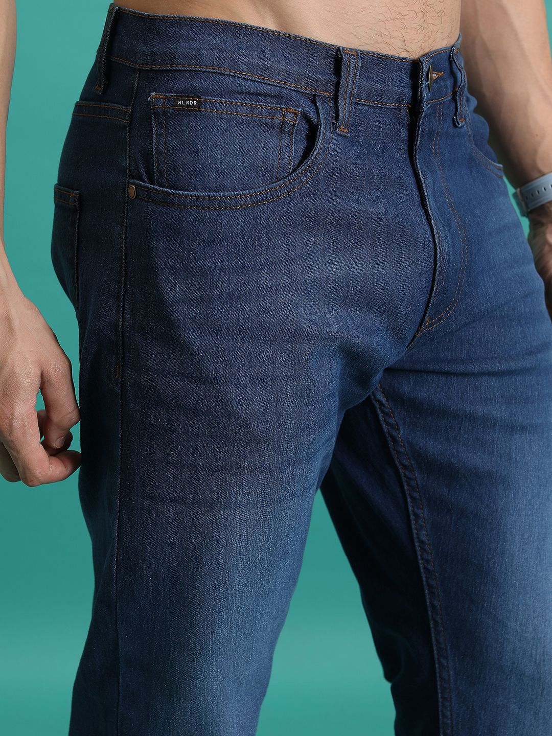 HIGHLANDER Men Straight Fit Mid-Rise Light Fade Stretchable Jeans