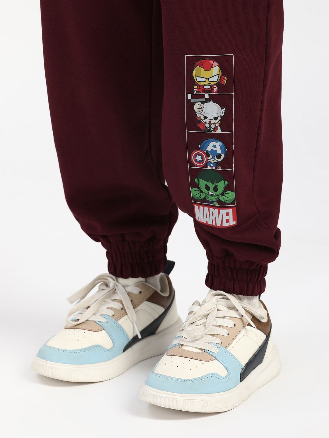 Nauti Nati Boys Marvel Printed  Mid-Rise Joggers
