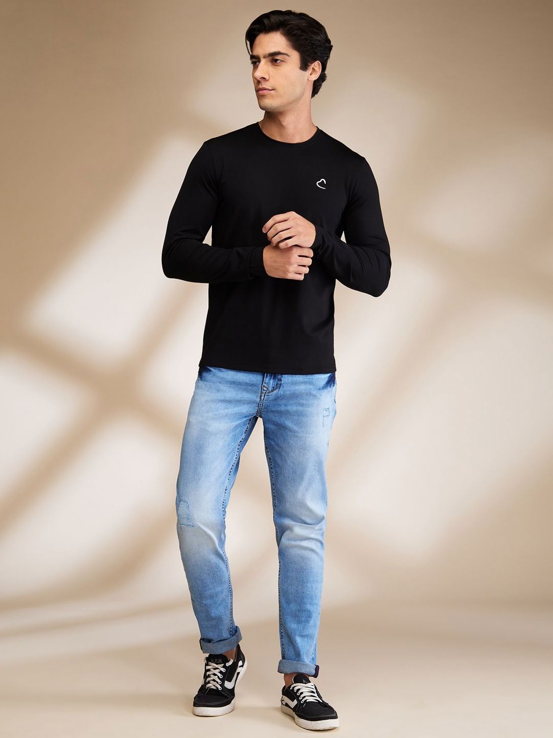 Being Human Men Solid Round Neck Cotton Slim Fit T-shirt