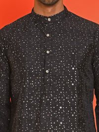 Jompers Men Geometric Embroidered Mirror Work Kurta