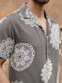 Powerlook Men Grey Mandala Printed Shirt