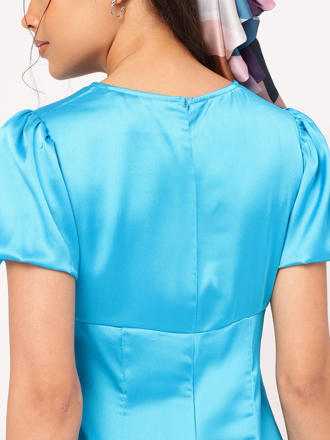 DressBerry Cut Out Detailed Ruched Satin Dress