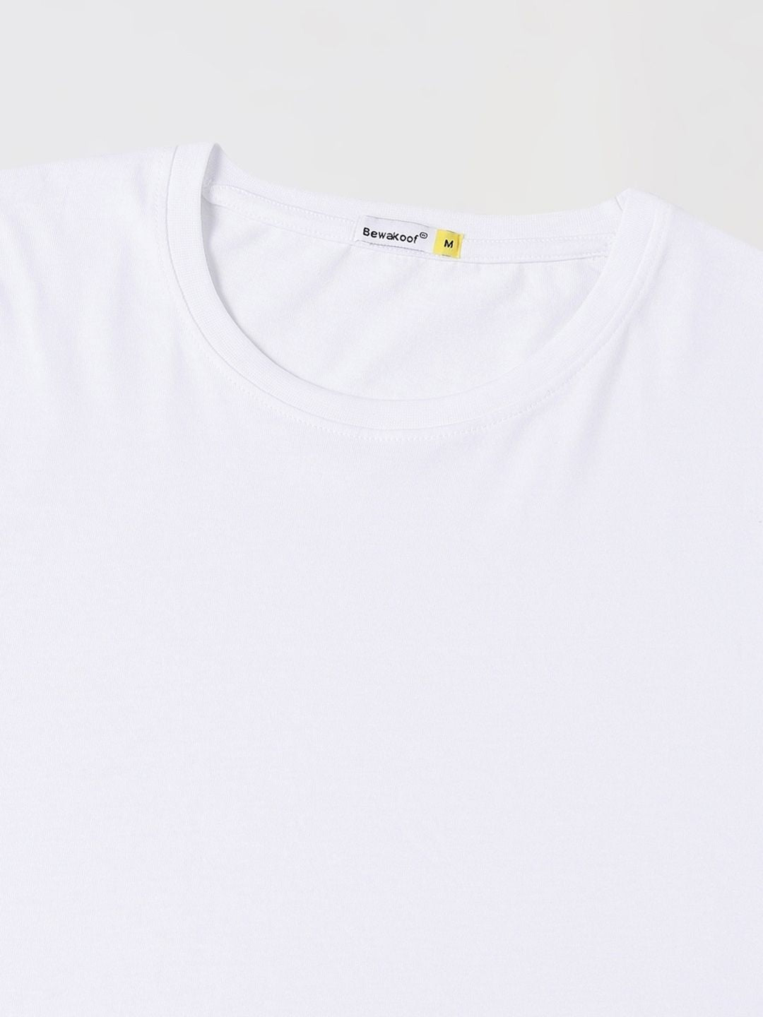 Bewakoof Men White Solid Full Sleeve T-shirt