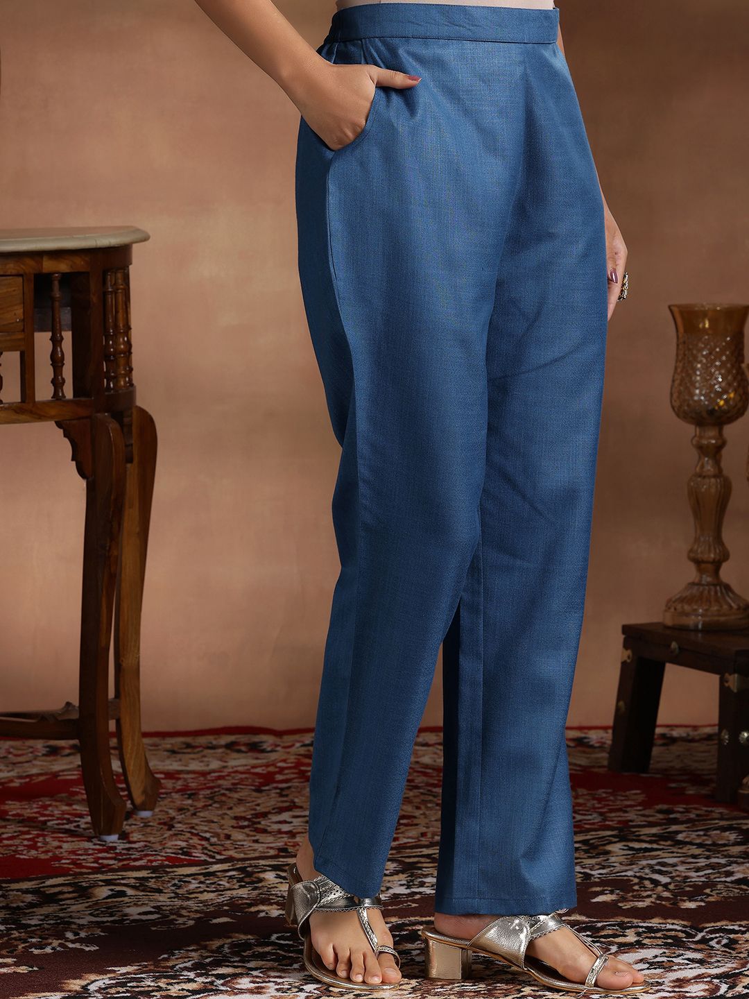 Libas Sequinned Straight Kurta With Trousers & Dupatta