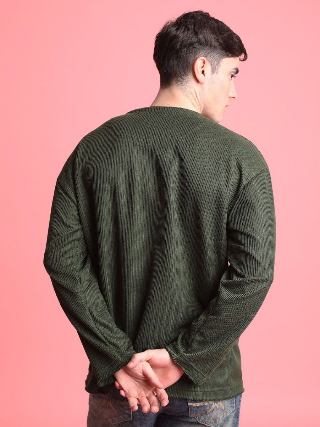 Bene Kleed Men Self Design Oversized T-shirt