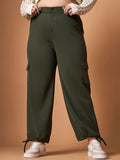 SASSAFRAS Curve Women Straight Fit High-Rise Cargos Trousers