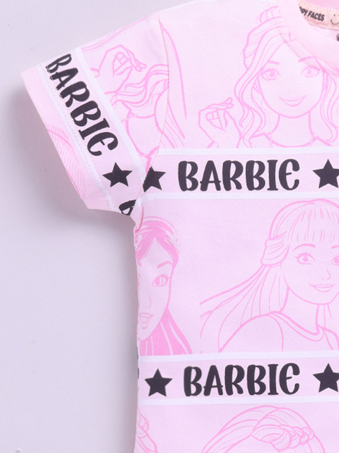 Happy Faces Girls Barbie Printed Pure Cotton T-shirt