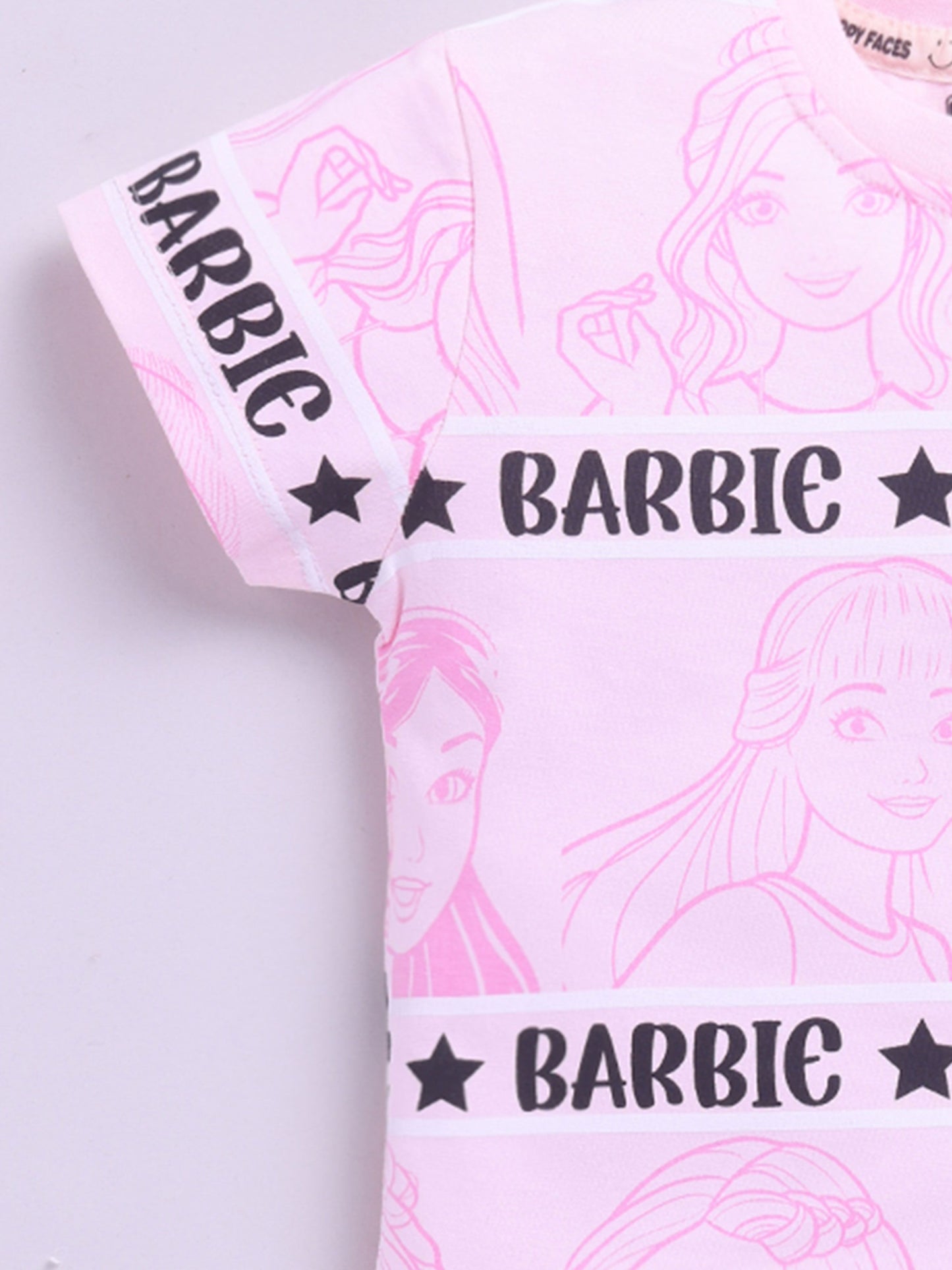 Happy Faces Girls Barbie Printed Pure Cotton T-shirt