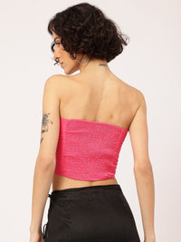 DressBerry Bow-Detail Smocked Tube Crop Top
