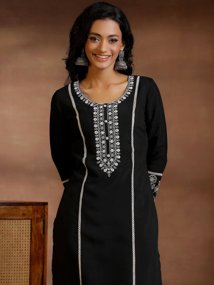 Libas Floral Yoke Design Panelled Sequinned Kurta with Trousers & Dupatta