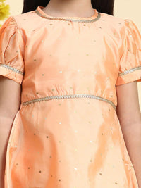 Cutiekins Girls Ethnic Motifs Embroidered Zari Kurta With Dhoti Pants