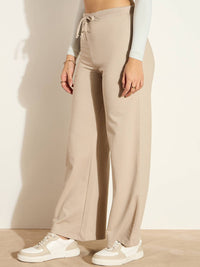 SASSAFRAS Women Mid-Rise Cotton Solid Track Pants