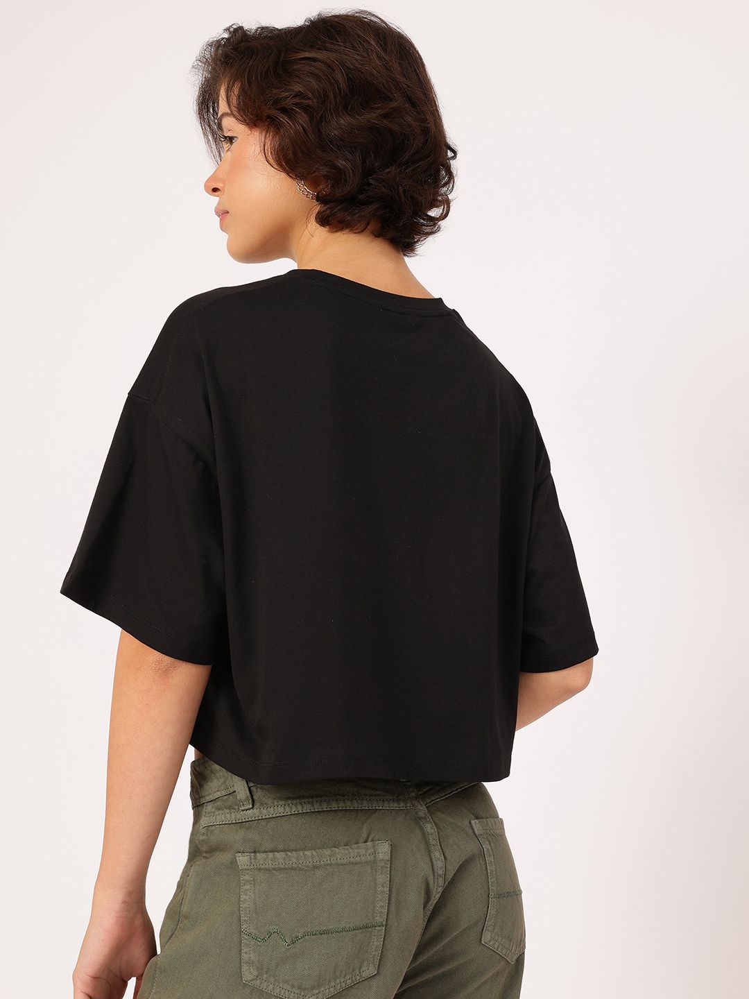 DressBerry Hustle Mode On Printed Boxy Crop T-shirt