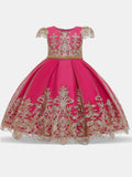 YK Girls Floral Embroidered Gown Dress