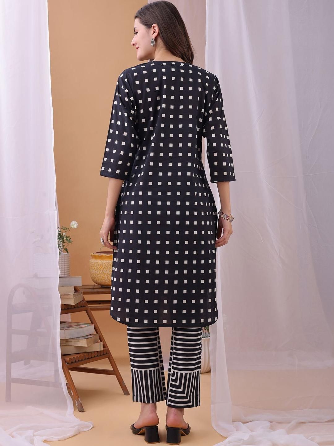 KALINI Women Black Pure Cotton Co-Ords