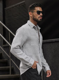 Powerlook Men Spread Collar Textured Casual Shirt