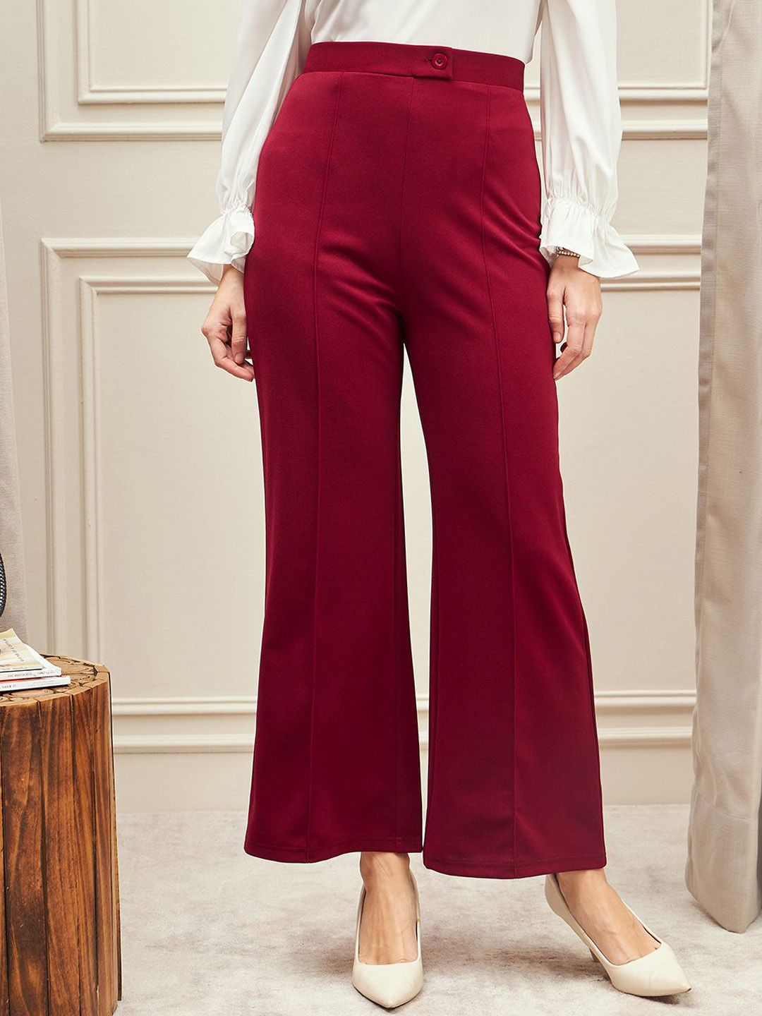 Berrylush Women Relaxed Fit High-Rise Trousers