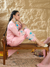 Indo Era Women Floral Embroidered Regular Thread Work Kurta with Trousers & With Dupatta