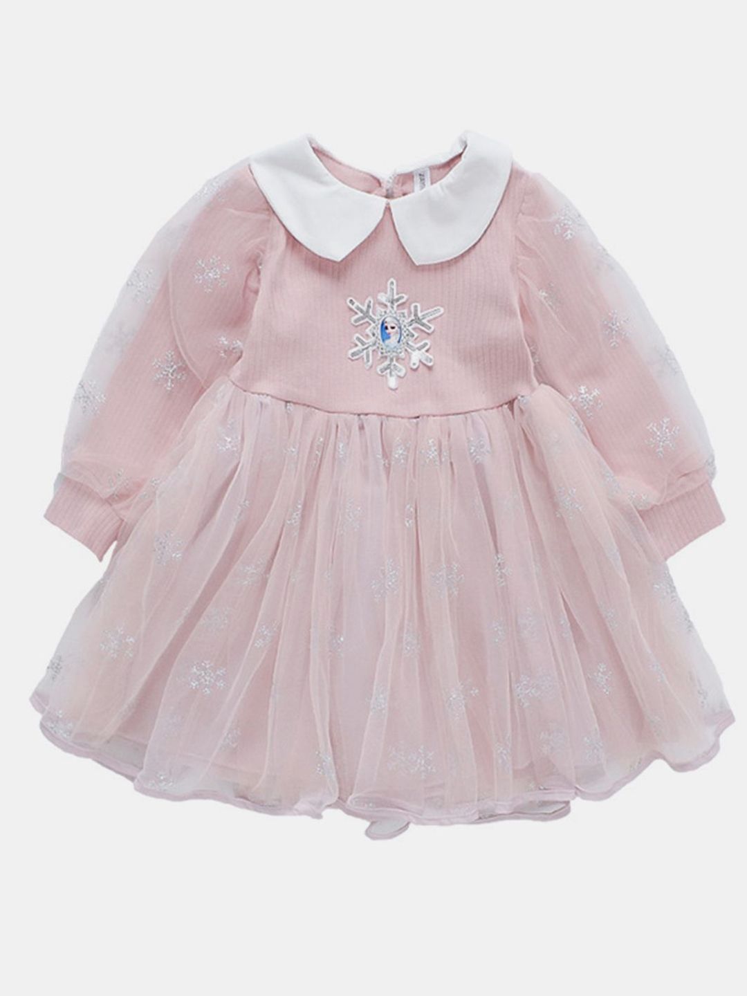 YK Girls Peter Pan Collar Fit & Flare Dress