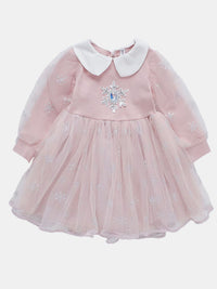 YK Girls Peter Pan Collar Fit & Flare Dress