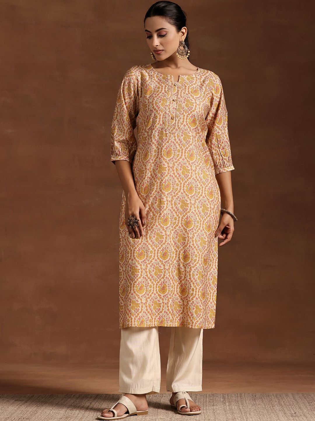 Libas Floral Printed Straight Kurta