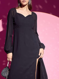 Berrylush Women Bishop Sleeve A-Line Maxi Dress