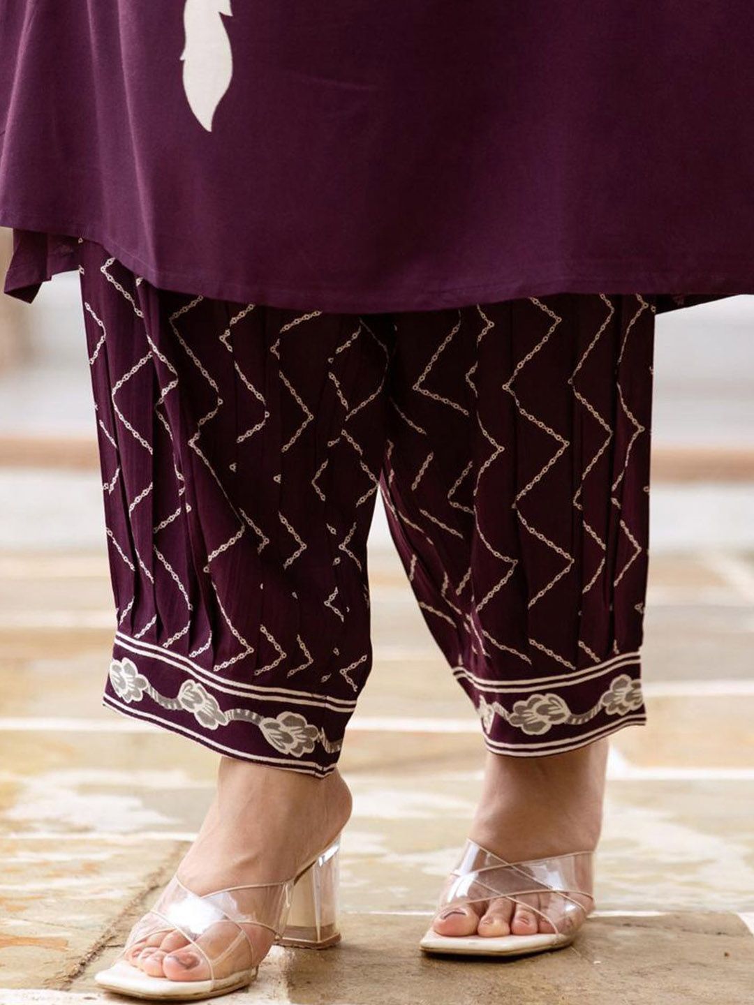 Indo Era Floral Printed Sequinned A-Line Kurta With Salwar