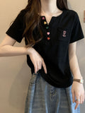 DressBerry Women Polo Collar Pockets T-shirt