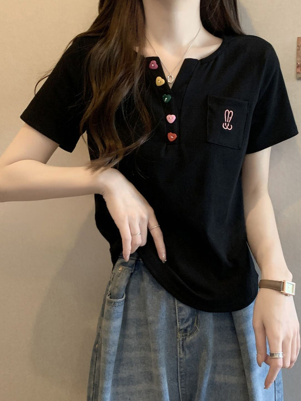 DressBerry Women Polo Collar Pockets T-shirt