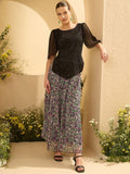 Antheaa Embellished Round Neck Top With Palazzo