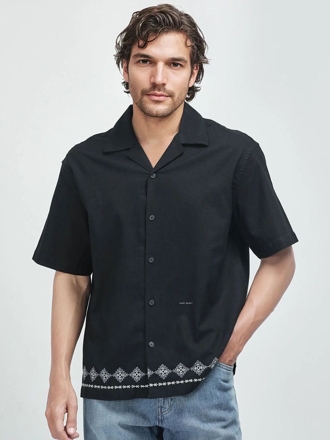 RARE RABBIT Trik Primary Men Black Shirt