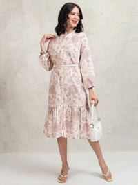 Vishudh Floral Print A-Line Midi Dress